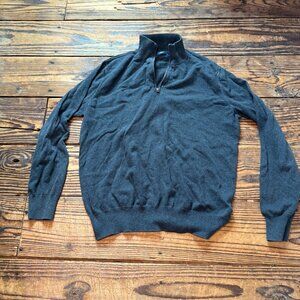 J Crew Quarter Zip Sweater Mens Medium Gray Vintage Cotton with Cashmere
